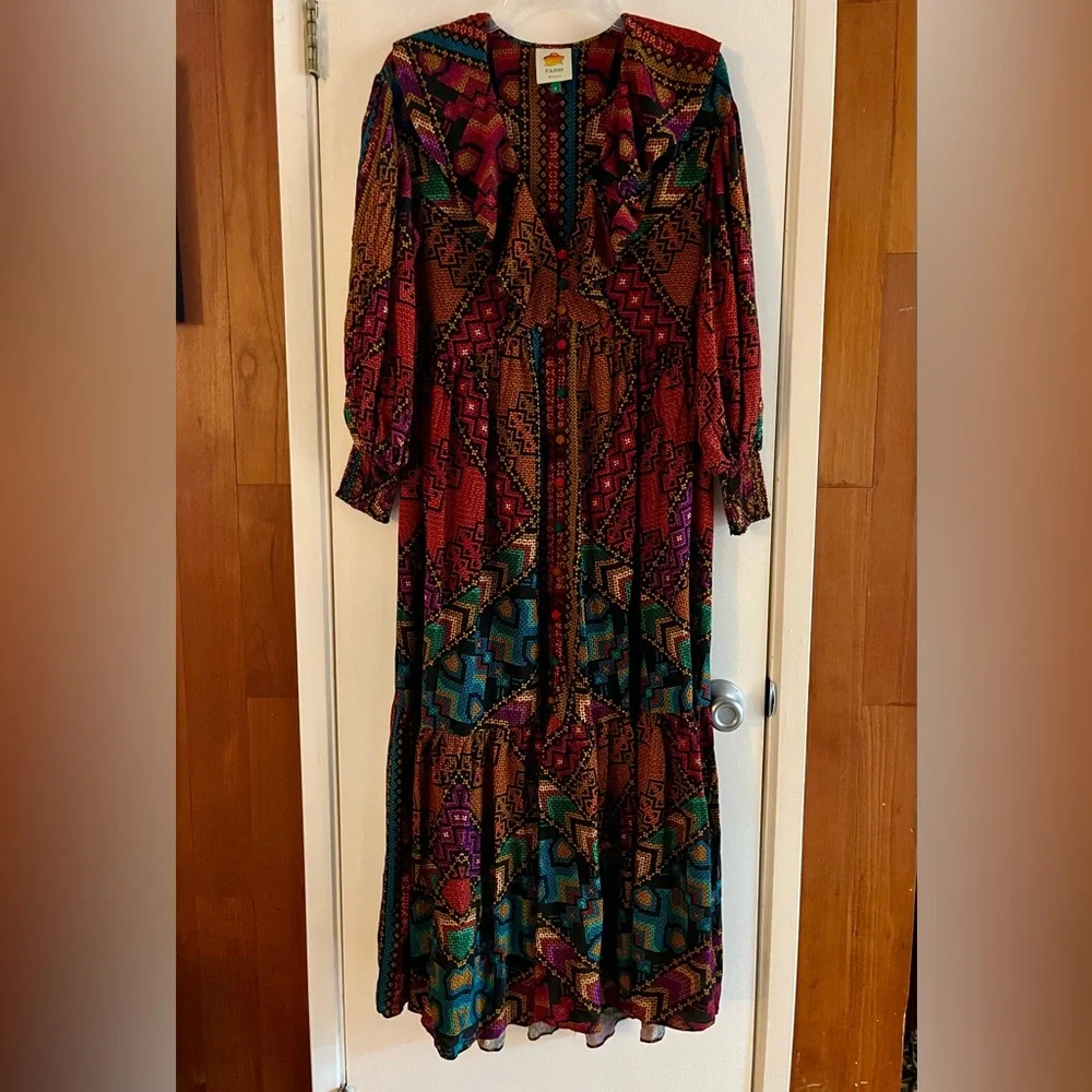 Farm Rio Yawanawa Stripes Ankle Dress - Picture 2 of 10